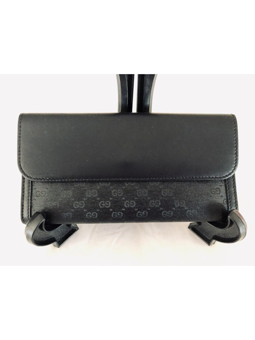 Authentic Gucci Black Leather With Guccissima Embossed Design Wallet with COA